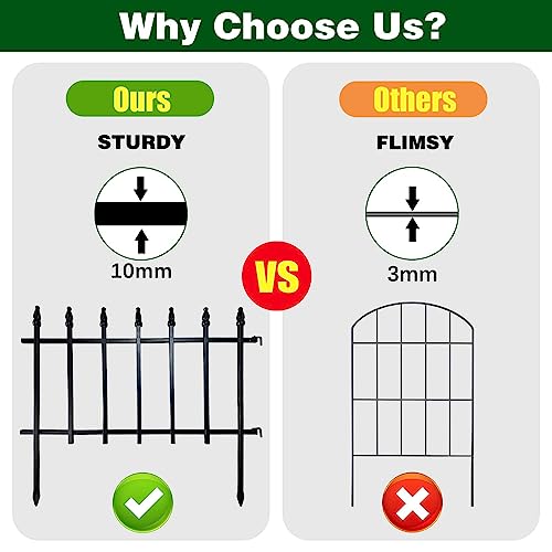 Thealyn 18" H x 22" W Decorative Metal Garden Border Fence, 10 Panels, 18Ft - color: Black, size: 18″ H x 18.3 ft (10 Panels)