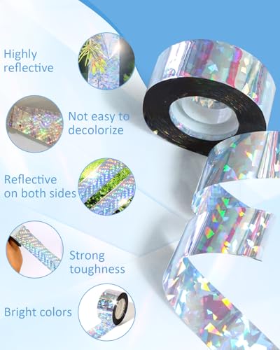 Bird Scare Ribbon, Holographic Reflective Shiny Tape for Birds, Regular - style: Regular