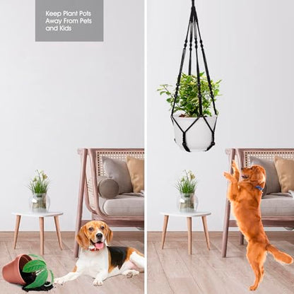 RIFNY Macrame Plant Hanger Indoor, Hanging Plant Holder, Black, 2 PCS - color: Black, size: 35 Inch 2pcs