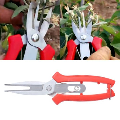 2 Pcs Pruning Shears, Stainless Steel Straight Pointed with Safety Lock, Red Ergonomic Handle,7.7Inch for Flowers Fruit Trees Small Branches Yard Maintenance