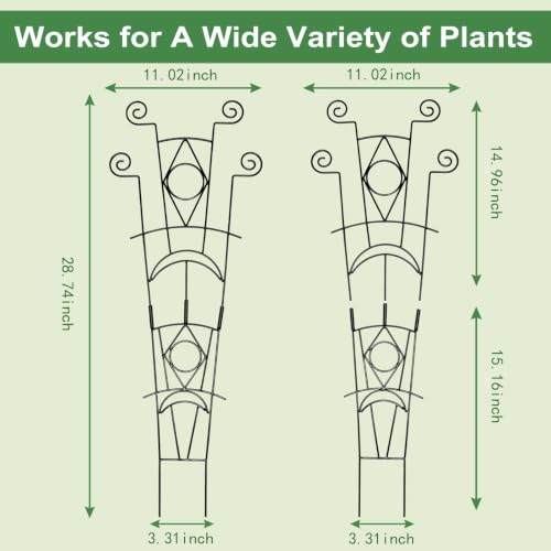 Yhtpouqe Stackable Metal Trellis for Climbing Plants Outdoor & Indoor - 4 Pack Garden Trellis for Potted Plants, Rust-Resistant Plant Support Stakes for Vines, Flowers - Sturdy Plant Trellis - size: 4 Pack