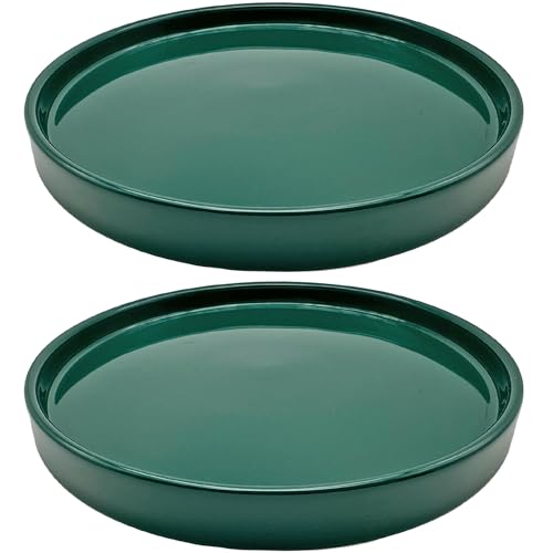 Yukfona Ceramic Plant Saucer Tray 2 Pcs 6.4 Inch Green, 6.4" OD x6.02 ID x0.9 Deep| Fits Flower pots Bottom≤ 6.02", Heavy Duty Glazed Round Planter Drip with Catch Basin for Indoor Outdoor Plants - color: Green, size: 6.4in 2pack