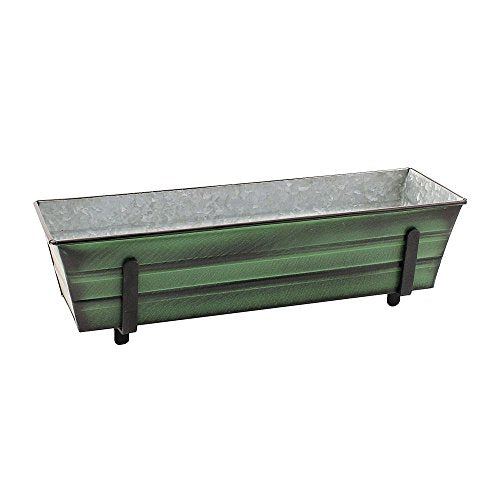 Achla Designs Galvanized Window Flower Box Planter-Green-Small (22" L x 6" W x 5" H) - color: Green, size: Small