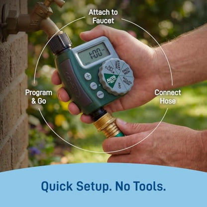 2-Pack (2 Total Timers) Orbit Programmable Digital Hose Watering Timer - 1 Outlet - Battery Powered - with LCD Screen - Built-in Rain Delay - Water-Resistant - 62061 - size: 2-Pack 1 Outlet