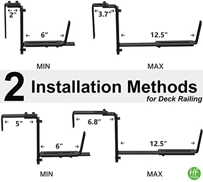 HFHOME 4PCS Adjustable Planter Window Box Planters Hanging Flower Box Holders Brackets, Heavy Duty Wall Mount Holder for Windowsills, Garden, Fences, and Balcony - Black - size: Set of 4 - Black