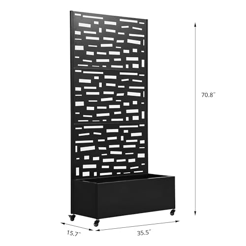 Metal Raised Garden Bed with Trellis and Wheels, 71"x35"x16" (Black-Gerald) - color: Black-gerald, size: 71"x35"x16"