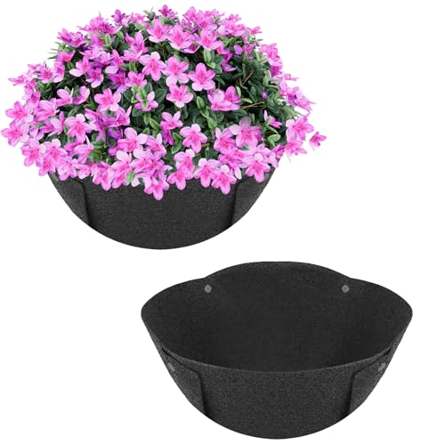HKZ Hanging Planter Basket Liners - 2 Pack 14 Inch Round Fabric Liners for Hanging Baskets, Replacement Coco Fiber Liner, Durable Non-Woven Liners for Hanging Baskets Planters Flowers, Plants (Black) - size: 14 Inch - Black