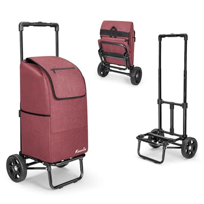 KEDSUM 2-in-1 Shopping Cart, 330LB Foldable Grocery Cart with Wheels,Red - color: Red