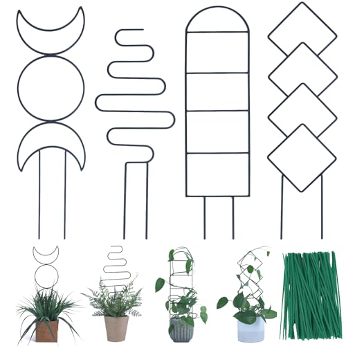 Wellsign 16inch Small Indoor Plant Trellis for Climbing Plants Outdoor - size: Black-Metal-Trellis01