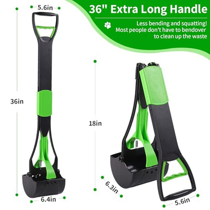 ienjoyed 36“ Large Dog Pooper Scooper for Large Dogs Heavy Duty, Non-Breakable Dog Poop Scooper with Wide Handle for Grass, Gravel, Durable Dog Poop Pick Up Tool, Long Handled Poop Grabber (Green) - color: 36-inch(Green)