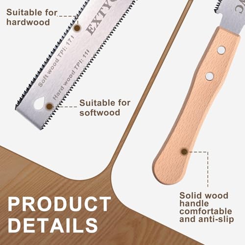 2 Pack Japanese Pull Saw, 6-Inch Double Edge Hand Saw for Wood Cutting