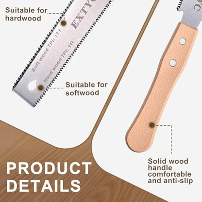 2 Pack Japanese Pull Saw, 6-Inch Double Edge Hand Saw for Wood Cutting