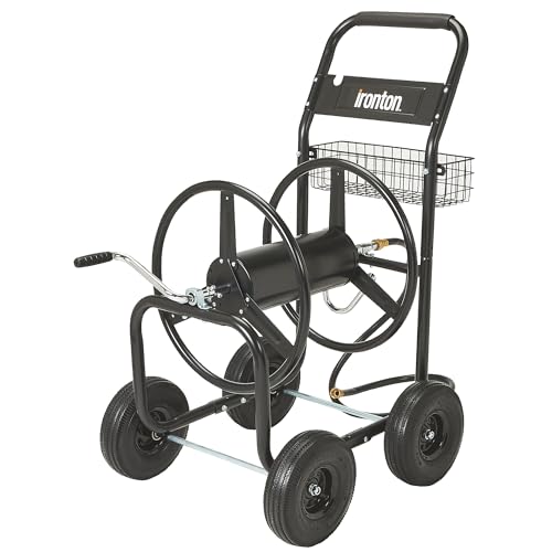 Ironton Hose Reel Cart, Holds 300ft. of 5/8in. Hose, 6ft. Leader Hose