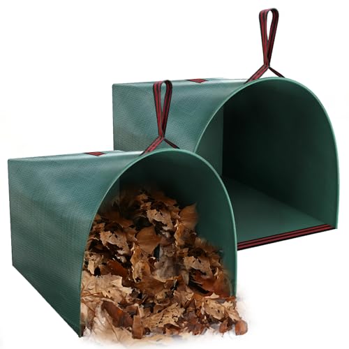 2 Pack 50 Gallon Dustpan-Type Garden Bag for Yard Waste - color: Green-50Gallons