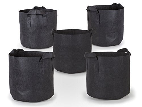 247Garden 5-Pack 15-Gallon Aeration Fabric Pot/Plant Grow Bag w/Handles (260 GSM, Black, 14.5H x 17D) - color: Black, size: 15 Gallon