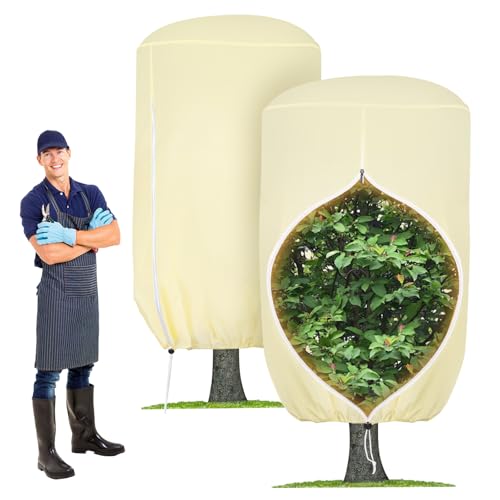 2 Pack Rounded Top Plant Covers Freeze Protection, 47"X72" Winter, Beige - size: Beige-47x72in-2PCS