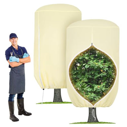 2 Pack Rounded Top Plant Covers Freeze Protection, 47"X72" Winter, Beige - size: Beige-47x72in-2PCS