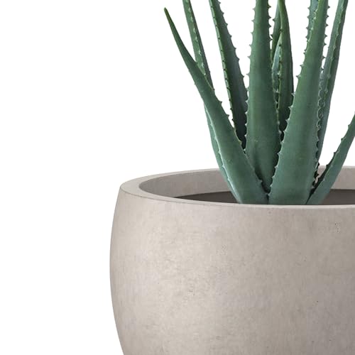 Kante Set of 3 Weathered Concrete Bowl Planters 20" 15.7" 11.8" Dia - color: Weathered Concrete, size: 19.9"D + 15.7"D + 11.8"D