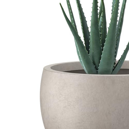 Kante Set of 3 Weathered Concrete Bowl Planters 20" 15.7" 11.8" Dia - color: Weathered Concrete, size: 19.9"D + 15.7"D + 11.8"D