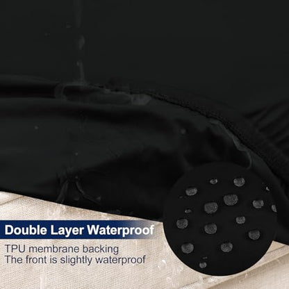Smiry Waterproof Patio Cushion Covers, Stretch Outdoor Furniture Covers - color: Black, size: 4PCS