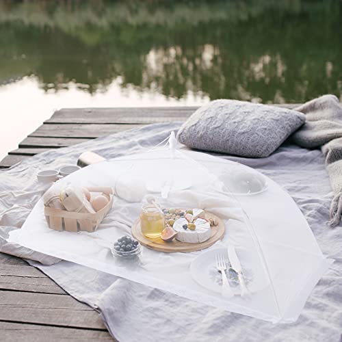 ZMCINER 7 Pack Food Covers for Outdoors Mesh Screen Include Food Tents 1 Extra Large (40"X 24") & 6 Standard (17"X 17") Collapsible and Reusable Mesh Covers for Outside, BBQ Party Supplies, Fruit - size: 7 PACK (1*XXL+6*L)