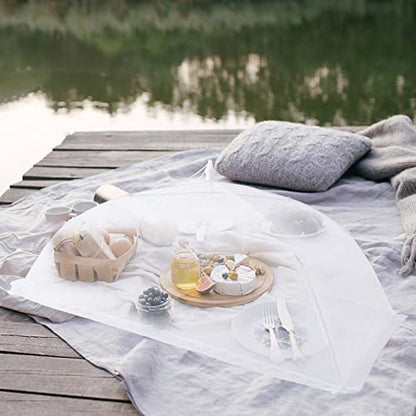 ZMCINER 5 Pack Food Tents Food Covers for Outdoors Mesh Screen Include 1 Extra Large (40"X 24") & 4 Standard (17"X 17") Collapsible and Reusable Mesh Food Covers for Outside, Fruit Cover - size: 5 PACK (1*XXL+4*L)