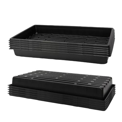 RooTrimmer 10 Pack 1020 Trays, Extra Thick Heavy Duty Seed Starting Trays - No Holes, No Leak, Reusable Propagation Flats for Microgreens, Seedlings, Plant Germination, Fodder and Transplant - size: 1020 - 10 Pack Without Holes