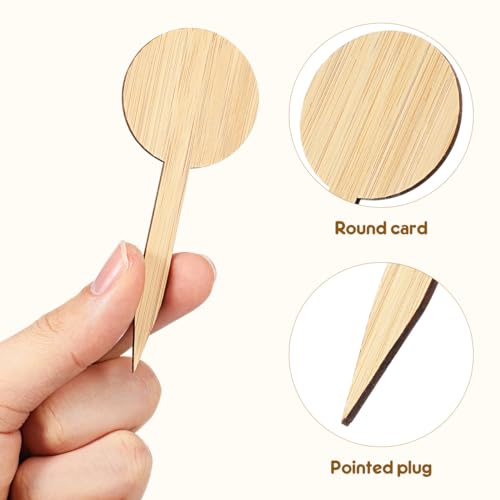 Toddmomy 20 Pcs Bamboo Plant Markers 3.9 Inch Round Garden Labels