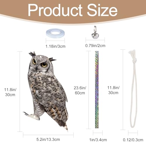 Fake Owl to Keep Pigeon Away, 4PCS Flat Plastic Owls - color: Grey Owl 4pcs