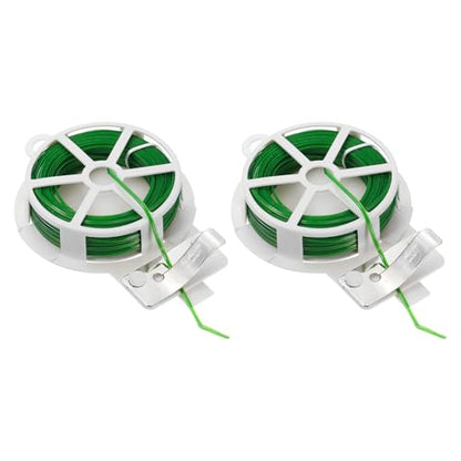 HARFINGTON 2pcs Twist Tie with Cutter 98.4FT (30m) Garden Plant Ties Wire - color: Green, size: 98.4FT