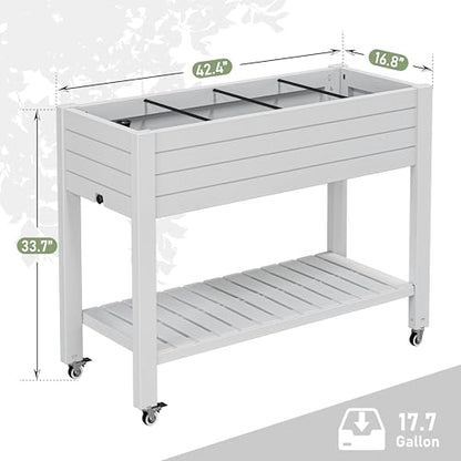 Elevated Raised Garden Bed with Wheels,Planter Box,Ashen-33.7" h - color: Ashen, size: 33.7"h