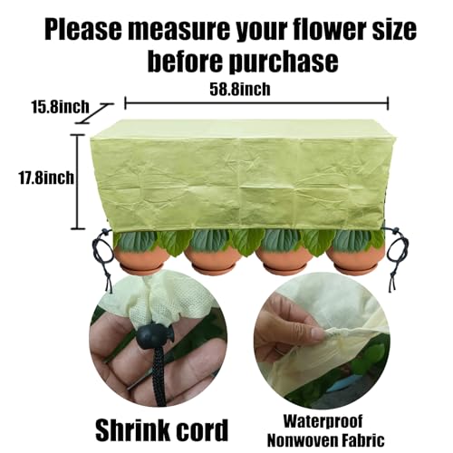 EJW Planter Cover, Plant Covers Freeze Protection,2 Pack 59.2"*17.7"x15.7" Planter Covers for Winter, Frost Cloths for Outdoor Plants, Raised Bed Covers for Winter. - size: 2PCS-59.2*17.7*15.7(inch)