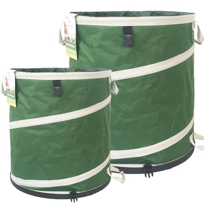 24 Gallon and 46 Gallon Collapsible Trash Can Solid Bottom for Yard Waste Bag,Yard Debris Bag,Pop-Up Trash Can,Recycling Bin,RV Camping Waste Bin,Laundry Hamper,Lawn Grass,Garden Weeds Bags,Leaf Bags - color: 24 Gal+46 Gal Green