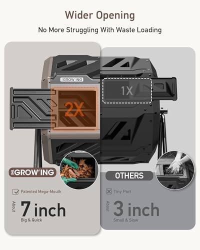 THE Growing 43 Gal Outdoor Compost Bin Tumbler for Backyard Garden, Brown - color: Coffee