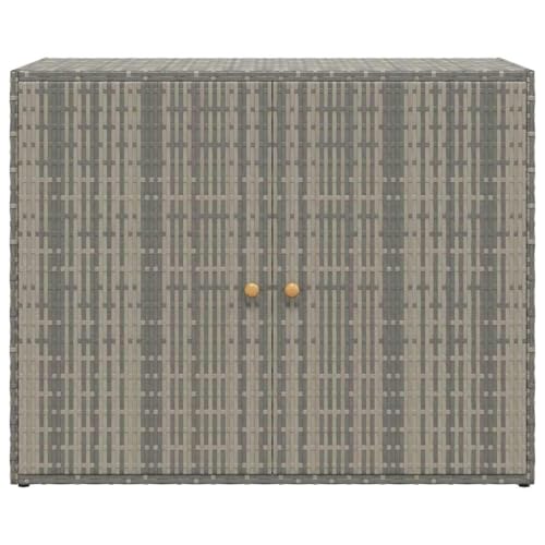 vidaXL Garden Storage Cabinet Gray 39.4"x21.9"x31.5" Poly Rattan - color: Gray