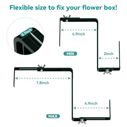Adjustable Planter Box Brackets,Enhanced Bottom Support,Universal Outdoor Hanging Brackets,Flower Box Brackets for Fence Railings, Windowsill, Patio, Garden,Balcony. (Green) - color: Green