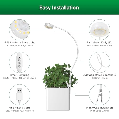 SANSI Grow Lights for Indoor Plants, Pot Clip on Full Spectrum, 5W 6-Pack - size: 6-Pack