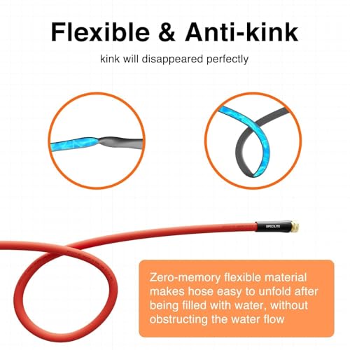 SPECILITE 5/8" x 25FT Hot/Cold Rubber Garden Water Hose, -50℉-190℉, Red - color: 5/8"ID Red, size: 25ft