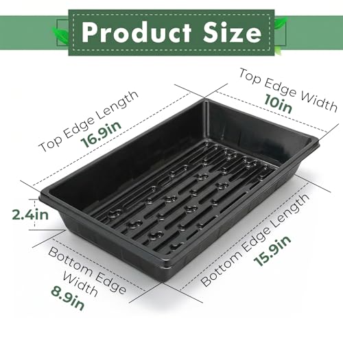 Sckee Upgraded 10 Pack Plant Growing Trays Seed Starting Tray Microgreens Growing Trays Seedling Plant Germination Starter Tray Transplant Fodder Flats, No Holes, No Leakage, Reusable (1017) - size: 1017