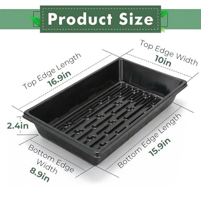Sckee Upgraded 10 Pack Plant Growing Trays Seed Starting Tray Microgreens Growing Trays Seedling Plant Germination Starter Tray Transplant Fodder Flats, No Holes, No Leakage, Reusable (1017) - size: 1017
