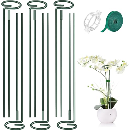 MAFONE 6 Pack 24inch Metal Plant Support Stakes for Outdoor Plants - size: 6pcs 24inch
