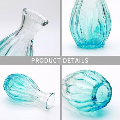 Glass Bud Vases Set of 4, Small Blue Flower Vases for Wedding Centerpieces - color: Blue