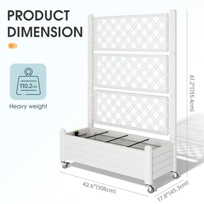 Elevated Raised Garden Bed with Trellis&Wheels,Ashen-61.2" h - color: Ashen, size: 61.2"h
