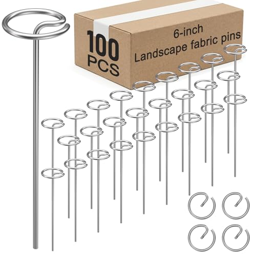 100 Pcs 6-Inch Heavy Duty Landscape Staples - Thickened G-Shaped Galvanized Steel Pins, Rust-Resistant for Weed Barrier Fabric, Erosion Control, Ground Cover & All Landscaping Projects - size: 6 in 100 PCS