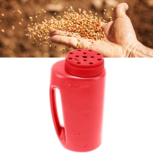 Hand Shaker Spreader, 2L Plastic Salt and Seed Spreader, 7.5x4.9 Inch, 14 Hole Adjustable, for Lawn, Garden, Ice Melt (Red) - color: Red