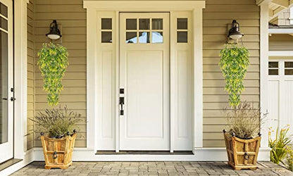 RECUTMS 4PCS Artificial Yellow Lavender Fake Hanging Plants Ivy for Outdoor - color: Yellow