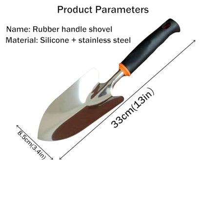 Garden Trowel Stainless Soft Grip, Heavy Pointed Shovel for Plant Dig Wee - color: black