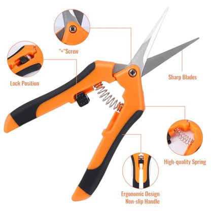 4 Pack Pruning Shears 6.5 Inch Stainless Steel Garden Scissors - color: Orange Blue