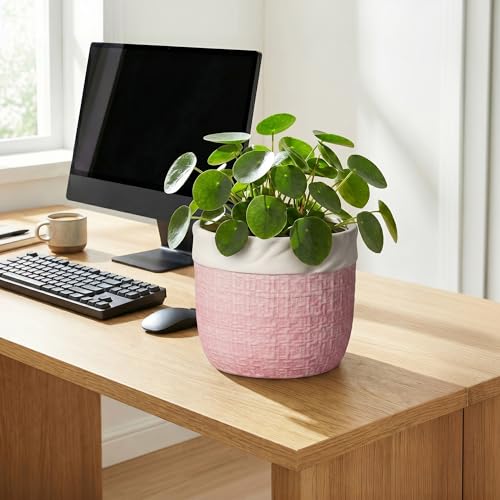 Ceramic Plant Pots, 8 Inch Planter, Round Pots for Plants, Pink - color: Pink, size: 8 Inch