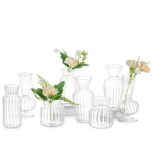 Glasseam Small Glass Bud Vases Bulk, 8Pcs Decorative Vases for Centerpieces - size: 8pcs